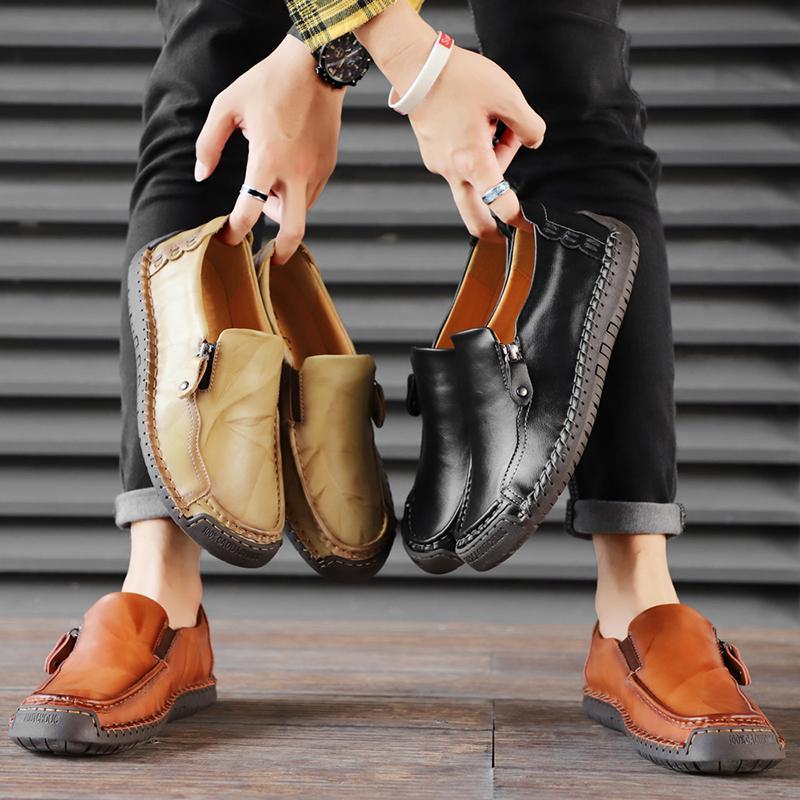 Simple neutral Wild driving shoes Europe and America Cowhide Low waist shoes Heelless shoes Square head Round head Daily shoes