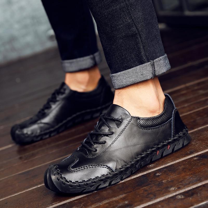 College Nationality neutral Simple Wild driving shoes Europe and America Cowhide Low waist shoes Heelless shoes Round head Daily shoes