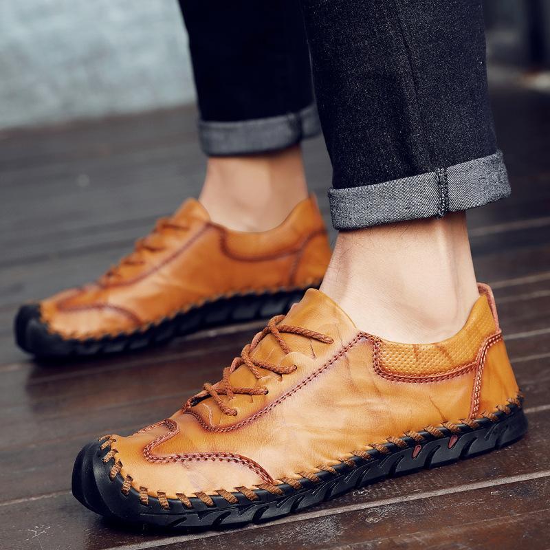 College Nationality neutral Simple Wild driving shoes Europe and America Cowhide Low waist shoes Heelless shoes Round head Daily shoes
